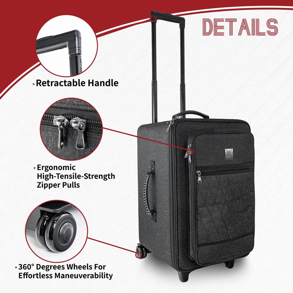 Pro tour darbuka case FLY-4 with retractable trolley handle and backpack straps
