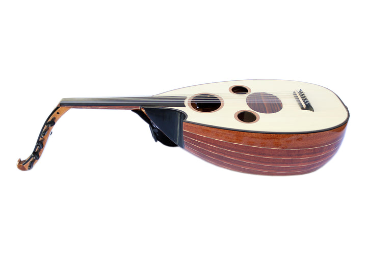 Mahogany and spruce left-handed Arabic electric oud by Sala Muzik