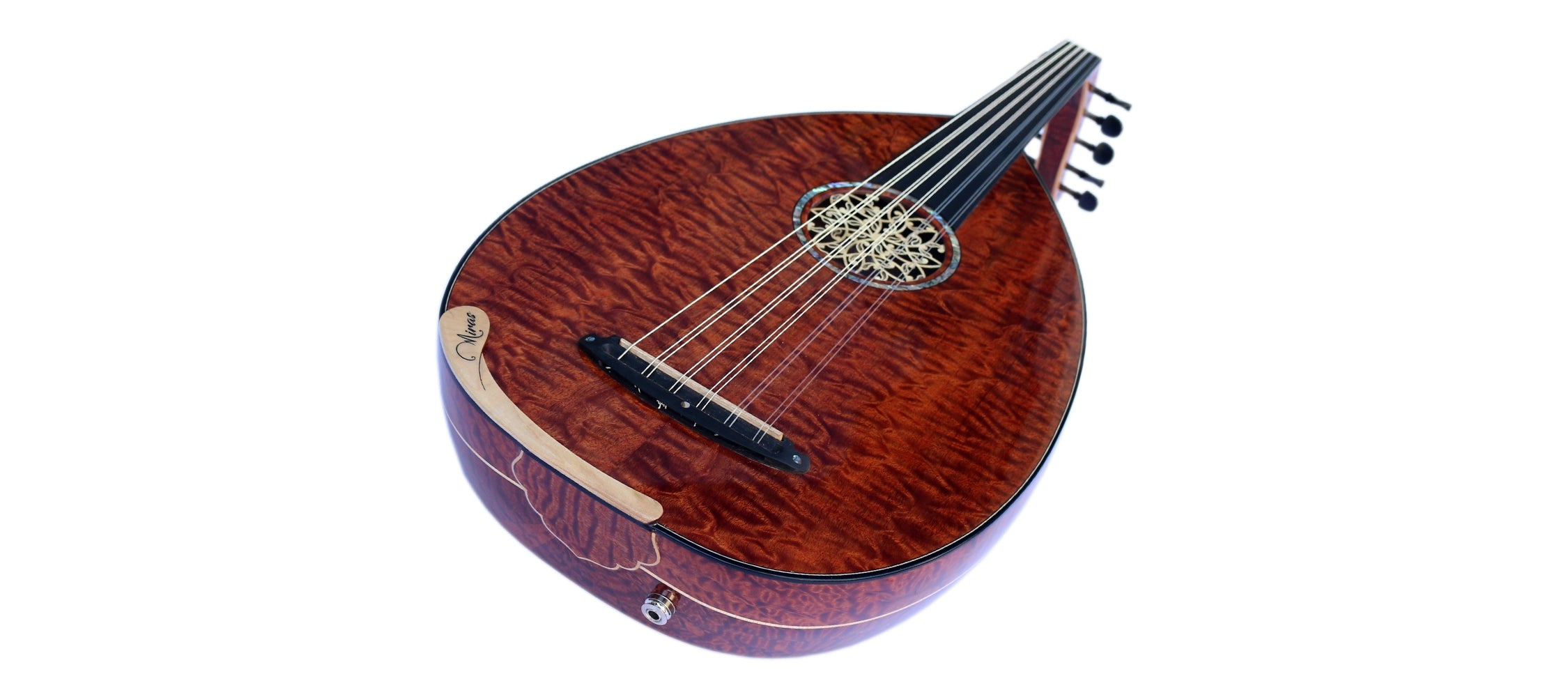 Figured Pomela Turkish electric oud by Miras Lute
