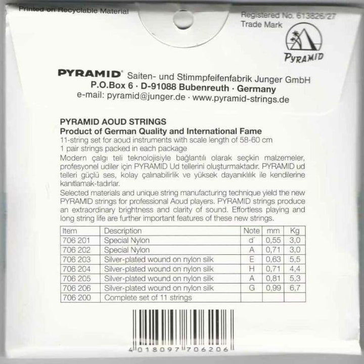 Pyramid Turkish oud strings PSO-706 packaging detail
